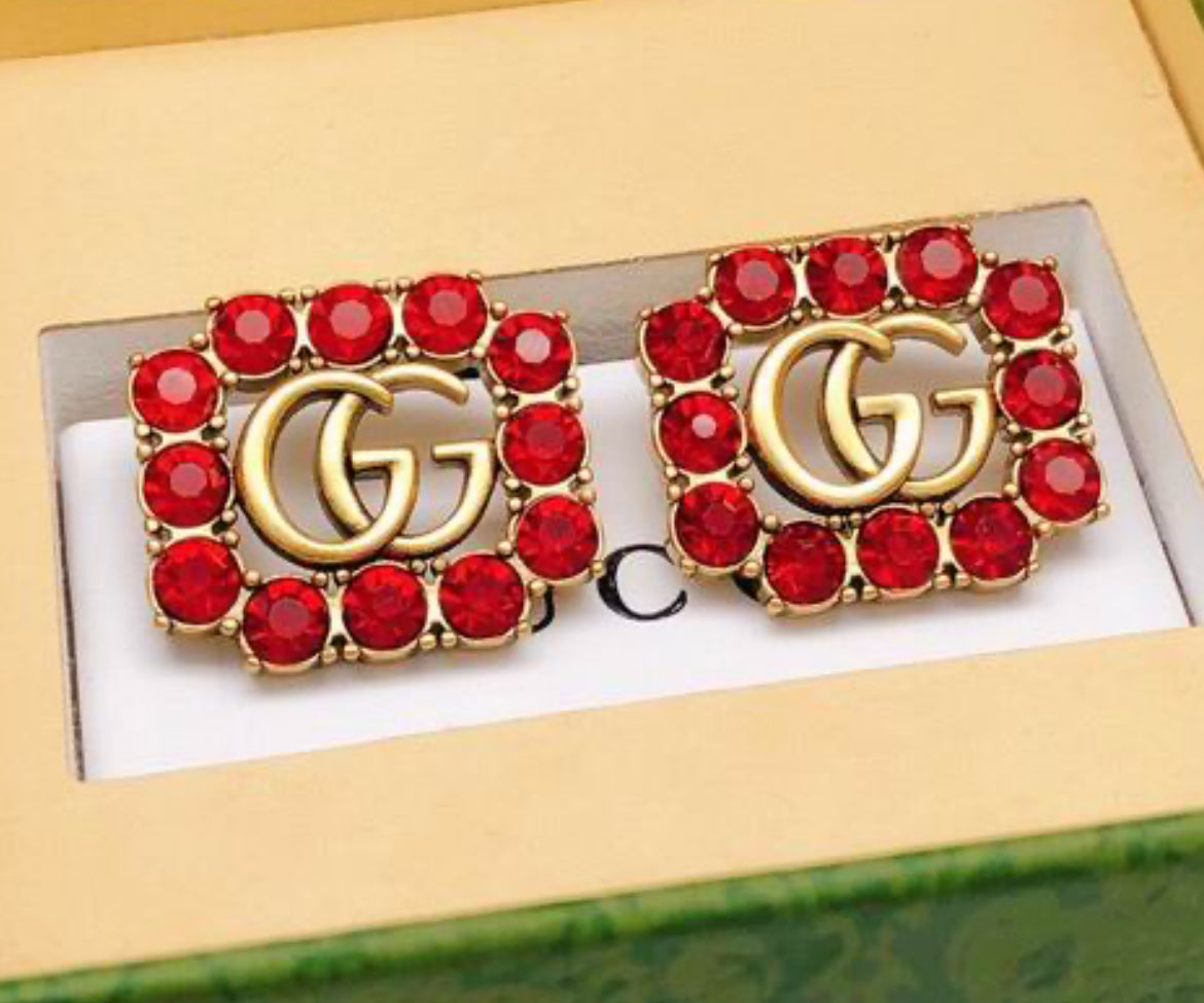 GG Red Stone Earrings